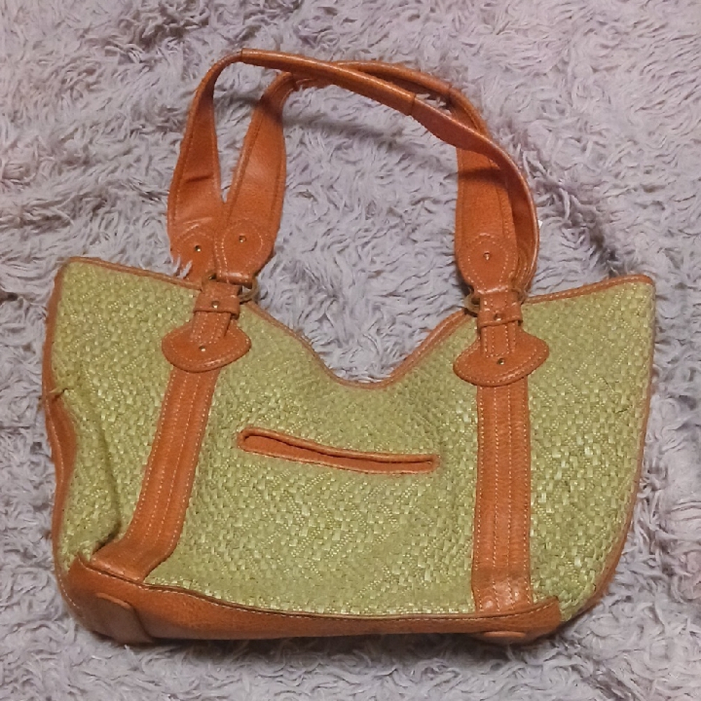 Stylish Tan and Green Women's Bag